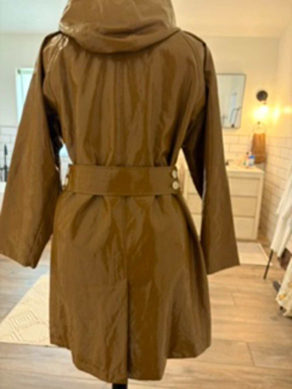 JCrew Collection Laminated Linen Trench in Golden Brandy Sz L - Picture 7 of 8